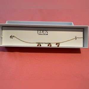 Adina Eden Gold Bracelet with Red Charms